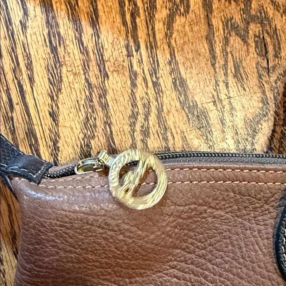 Longchamp Le Foulonné Pebbled Leather Tote — Brown & Black — Made in France - Picture 3 of 7